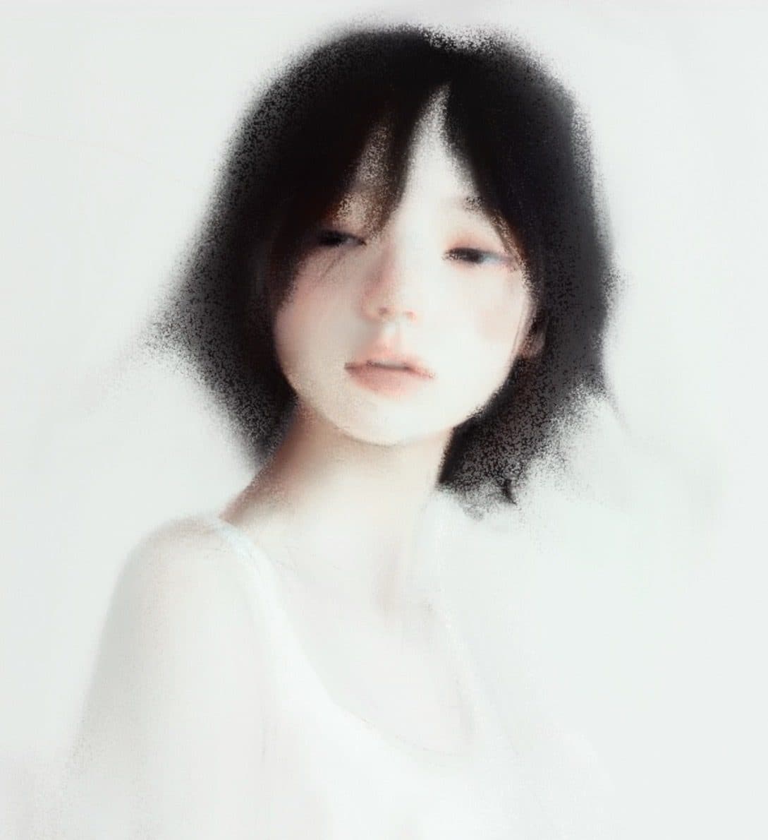 Soft-focus portrait with painterly edges, digital illustration by D. Y. Ruah